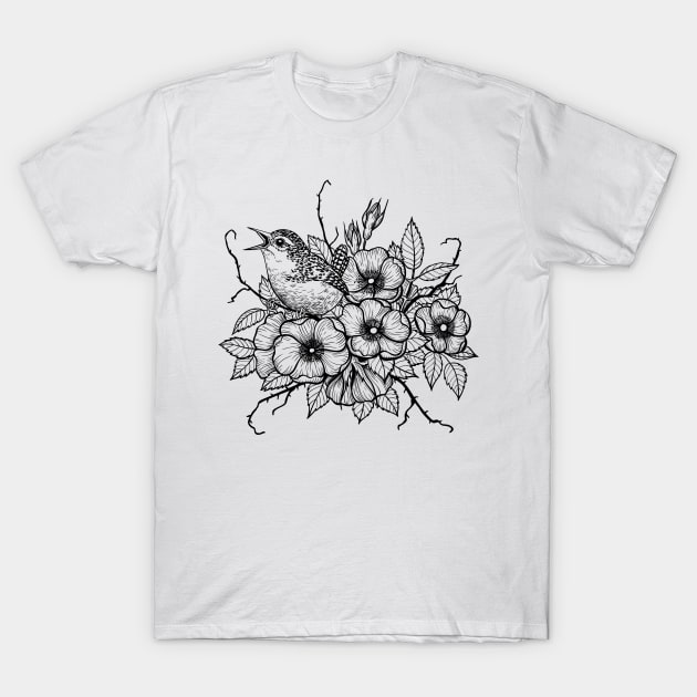 Wren bouquet T-Shirt by katerinamk